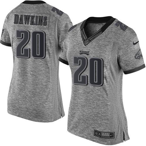 Nike Eagles #20 Brian Dawkins Gray Women's Stitched NFL Limited Gridiron Gray Jersey